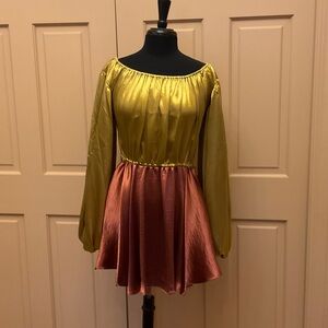 Caroline Constas Gold and copper dress